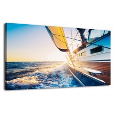 Wall Art Canvas Painting Yacht on Sea Large Modern Artwork Canvas Prints Contemporary Pictures Framed Ready to Hang for Home Decoration