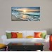 Canvas Art Wall Decor Sunset Beach Blue Waves Ocean Art Large Modern Artwork Canvas Prints Contemporary Pictures Framed Ready to Hang for Home Decoration