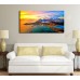 Canvas Wall Art Seascape Sunset Large Canvas Artwork Panoramic Contemporary Nature Pictures Island Blue Waves Sunset Sky for Home Office Decoration