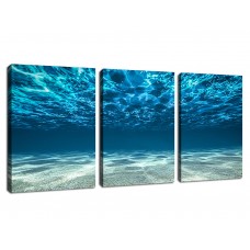 Canvas Art Sea Wave Blue Seascape Painting Canvas Prints 3 Pieces Canvas Wall Art Decor Framed Ready to Hang